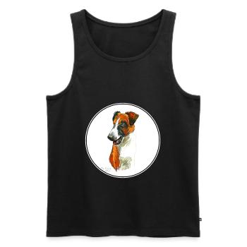 Illustration d’aquarelle de chien Fox Terrier lisse - Débardeur bio Premium Homme - noir - Devant - Michal (187cm)