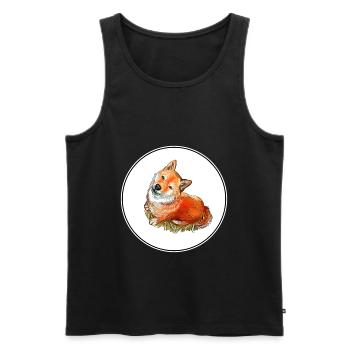 Shiba Inu Japanese Dog Watercolor Illustration - Men's Premium Organic Tank Top - black - Front - Michal (187cm)
