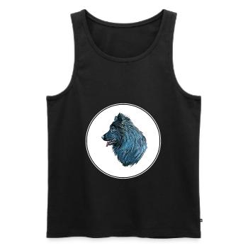 Illustration de l’aquarelle du chien lapphund suédois - Débardeur bio Premium Homme - noir - Devant - Michal (187cm)