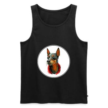 Toy Manchester Terrier Dog Watercolor Illustration - Men's Premium Organic Tank Top - black - Front - AI Model Male 178 light (178cm)
