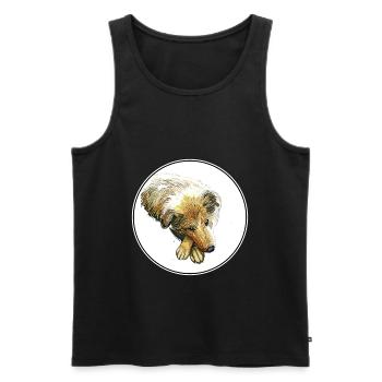Scotch Collie Hund Aquarell Skizze Illustration - Männer Premium Bio Tank Top - Schwarz - Vorne - Michal (187cm)