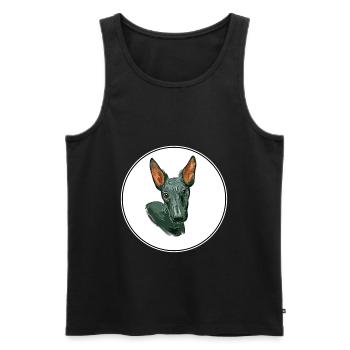 Illustration d’aquarelle de chien sans poil péruvien - Débardeur bio Premium Homme - noir - Devant - Michal (187cm)