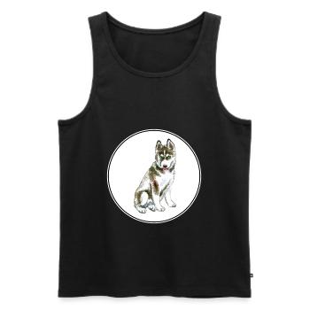 Husky Hund Aquarell Farbe Illustration - Männer Premium Bio Tank Top - Schwarz - Vorne - Michal (187cm)