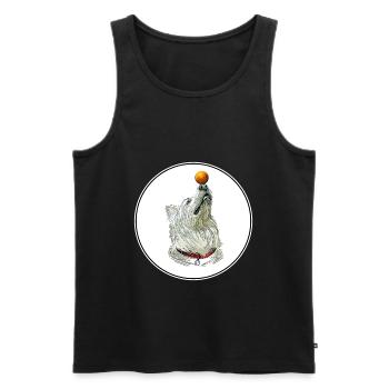 Weißer Schäferhund Aquarell Kunst Illustration - Männer Premium Bio Tank Top - Schwarz - Vorne - Michal (187cm)