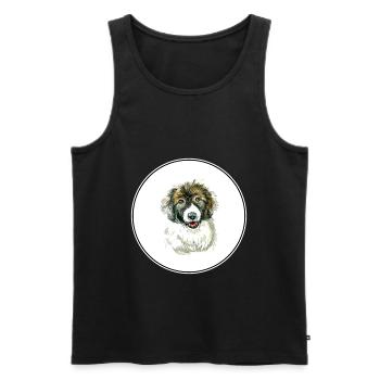 Carpathian Shepherd Puppy Dog Watercolor Illustrat - Men's Premium Organic Tank Top - black - Front - AI Model Male 178 light (178cm)
