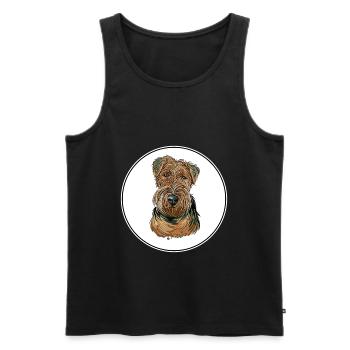 Welsh Terrier Dog Watercolor Sketch Illustration - Men's Premium Organic Tank Top - black - Front - Michal (187cm)