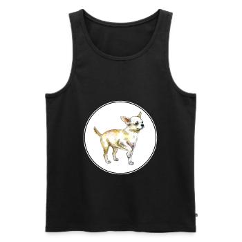 Chihuahua Dog Watercolor Sketch Illustration - Men's Premium Organic Tank Top - black - Front - Michal (187cm)