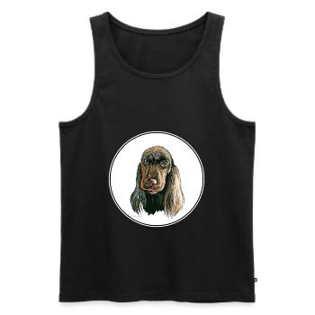 Field Spaniel Hund Aquarell Skizze Illustration - Männer Premium Bio Tank Top - Schwarz - Vorne - Michal (187cm)