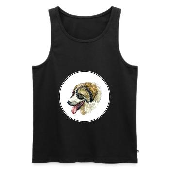 Tornjak Dog Watercolor Sketch Illustration - Men's Premium Organic Tank Top - black - Front - Michal (187cm)