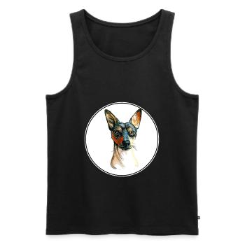 Ratonero Valenciano Dog Aquarelle Illustration - Débardeur bio Premium Homme - noir - Devant - Michal (187cm)