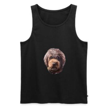 Barbet Dog Watercolor Paint Illustration - Men's Premium Organic Tank Top - black - Front - Michal (187cm)