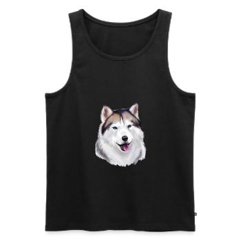Alaskan Husky Dog Watercolor Sketch Illustration - Men's Premium Organic Tank Top - black - Front - AI Model Male 178 light (178cm)