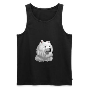 American Eskimo Dog Aquarelle Illustration - Débardeur bio Premium Homme - noir - Devant - Michal (187cm)
