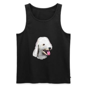 Illustration de l’aquarelle du chien Bedlington Terrier - Débardeur bio Premium Homme - noir - Devant - AI Model Male 178 light (178cm)
