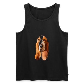 Basset Hound Dog Aquarelle Illustration - Débardeur bio Premium Homme - noir - Devant - Michal (187cm)