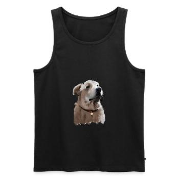 Akbash Hund Aquarell Farbe Illustration - Männer Premium Bio Tank Top - Schwarz - Vorne - AI Model Male 178 light (178cm)