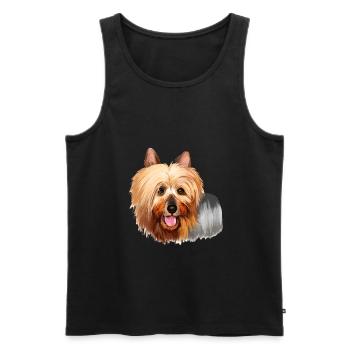 Australian Silky Terrier Dog Watercolor Illustrati - Men's Premium Organic Tank Top - black - Front - Michal (187cm)