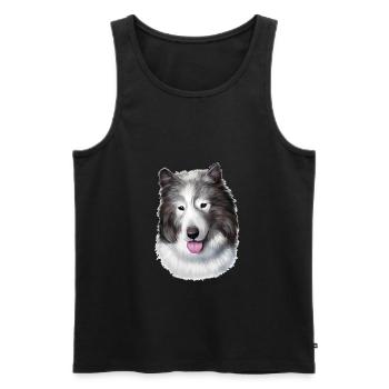 Illustration de l’aquarelle de chien esquimau canadien - Débardeur bio Premium Homme - noir - Devant - Michal (187cm)