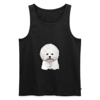 Bichon Frise Dog Aquarelle Illustration - Débardeur bio Premium Homme - noir - Devant - Michal (187cm)