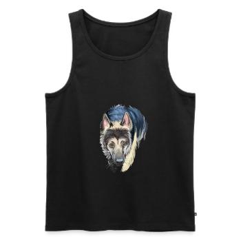 Osteuropäischer Schäferhund Aquarell Illustration - Männer Premium Bio Tank Top - Schwarz - Vorne - Michal (187cm)