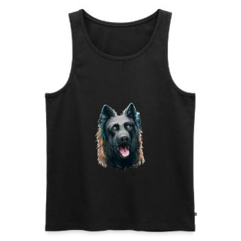 Dutch Shepherd Dog Watercolor Art Illustration - Men's Premium Organic Tank Top - black - Front - AI Model Male 178 light (178cm)