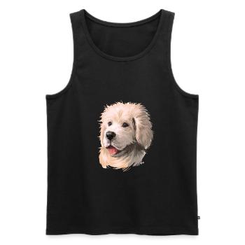 Polnischer Schäferhund Hund Aquarell Illustration - Männer Premium Bio Tank Top - Schwarz - Vorne - Michal (187cm)