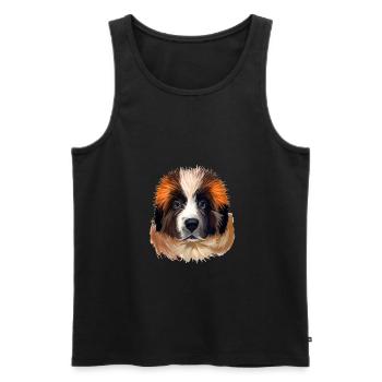 Moscow Watchdog Dog Watercolor Sketch Illustration - Men's Premium Organic Tank Top - black - Front - Michal (187cm)