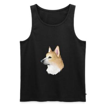 Norwegischer Buhund Hund Aquarell Illustration - Männer Premium Bio Tank Top - Schwarz - Vorne - Michal (187cm)