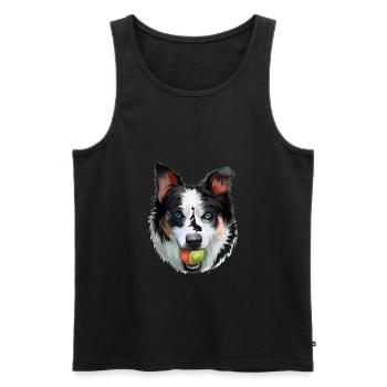 Neuseeland Heading Dog Aquarell Illustration - Männer Premium Bio Tank Top - Schwarz - Vorne - Michal (187cm)