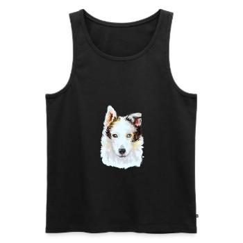 Seppala Sibirischer Schlittenhund Hund Aquarell Illustrati - Männer Premium Bio Tank Top - Schwarz - Vorne - Michal (187cm)