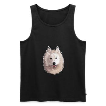 Samoyed Dog Aquarelle Sketch Illustration - Débardeur bio Premium Homme - noir - Devant - Michal (187cm)