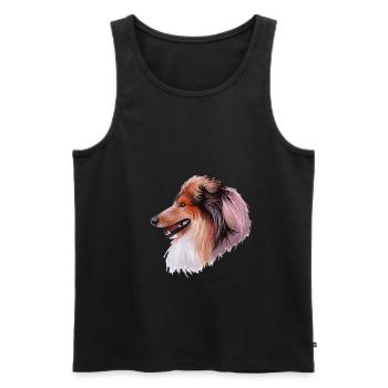 Scotch Collie Dog Watercolor Sketch Illustration - Men's Premium Organic Tank Top - black - Front - AI Model Male 178 light (178cm)