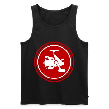 Fishing reel symbol icon - Men's Premium Organic Tank Top - black - Front - AI Model Male 178 light (178cm)
