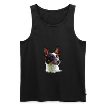 Tenterfield Terrier Dog Watercolor Illustration - Men's Premium Organic Tank Top - black - Front - Michal (187cm)