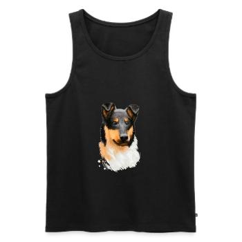 Smooth Collie Dog Watercolor Sketch Illustration - Men's Premium Organic Tank Top - black - Front - AI Model Male 178 light (178cm)