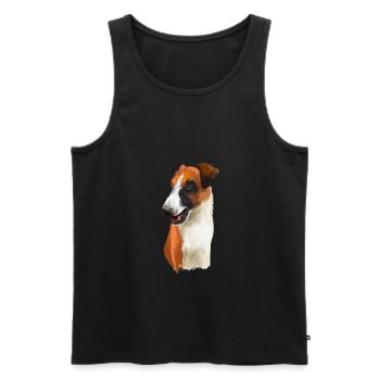 Illustration d’aquarelle de chien Fox Terrier lisse - Débardeur bio Premium Homme - noir - Devant - Michal (187cm)