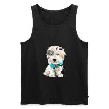 Illustration de l’aquarelle sportive Lucas Terrier Dog - Débardeur bio Premium Homme - noir - Devant - Michal (187cm)