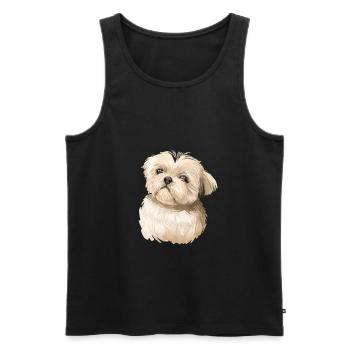Shih Tzu Schoß Hund Aquarell Illustration - Männer Premium Bio Tank Top - Schwarz - Vorne - Michal (187cm)