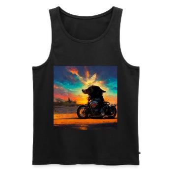 Hund fährt Motorrad Hündin Schädel Totenkopf Skull - Männer Premium Bio Tank Top - Schwarz - Vorne - Michal (187cm)