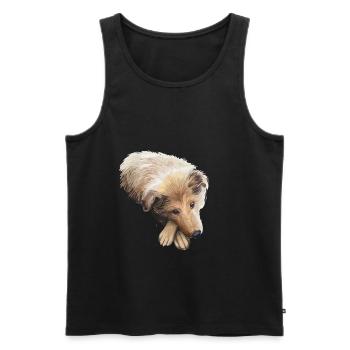 Scotch Collie Dog Watercolor Sketch Illustration - Men's Premium Organic Tank Top - black - Front - AI Model Male 178 light (178cm)