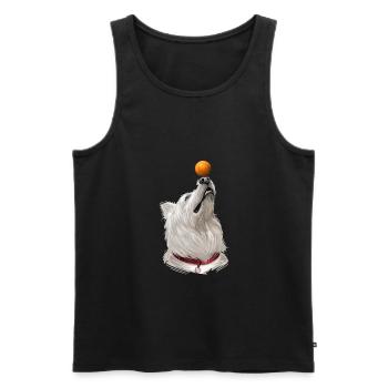 Weißer Schäferhund Aquarell Kunst Illustration - Männer Premium Bio Tank Top - Schwarz - Vorne - Michal (187cm)