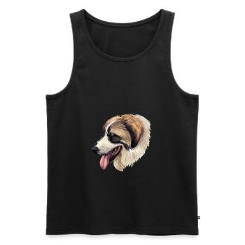 Tornjak Dog Watercolor Sketch Illustration - Men's Premium Organic Tank Top - black - Front - Michal (187cm)