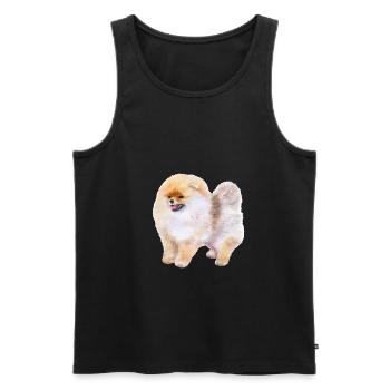 Illustration de l’aquarelle du chien Spitz de Poméranie - Débardeur bio Premium Homme - noir - Devant - AI Model Male 178 light (178cm)