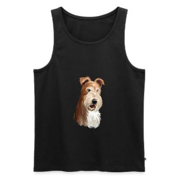 Wire Fox Terrier Hund Aquarell Illustration - Männer Premium Bio Tank Top - Schwarz - Vorne - AI Model Male 178 light (178cm)
