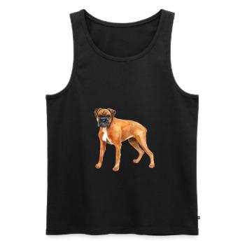 German Boxer Dog Watercolor Illustration - Men's Premium Organic Tank Top - black - Front - Michal (187cm)