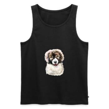 Carpathian Shepherd Puppy Dog Watercolor Illustrat - Men's Premium Organic Tank Top - black - Front - AI Model Male 178 light (178cm)