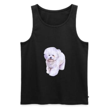Bichon Frise Dog Watercolor Illustration - Men's Premium Organic Tank Top - black - Front - Michal (187cm)