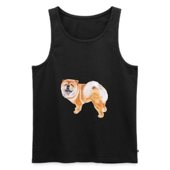 Chow Chow Dog Aquarelle Sketch Illustration - Débardeur bio Premium Homme - noir - Devant - AI Model Male 178 light (178cm)