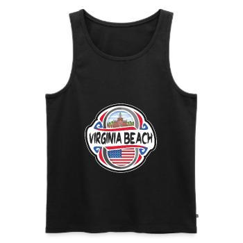 Virginia Beach USA United States Flag Travel Souve - Men's Premium Organic Tank Top - black - Front - AI Model Male 178 light (178cm)