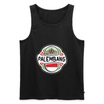 Palembang Indonésie Drapeau Voyage Souvenir Badge Sta - Débardeur bio Premium Homme - noir - Devant - Michal (187cm)